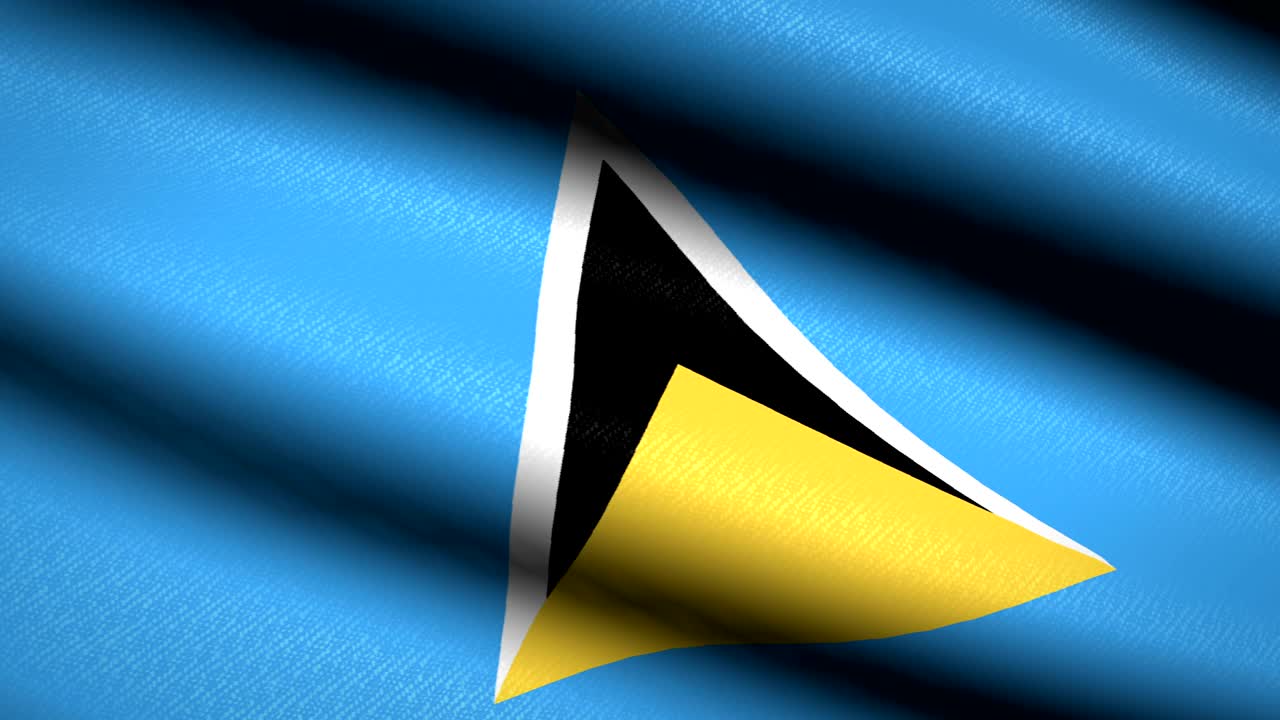 Saint Lucia Flag Waving Textile Textured Background. Seamless Loop Animation. Full Screen. Slow motion. 4K Video