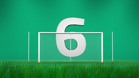 Countdown-and-goal-post-on-grass-against-green-background-4k