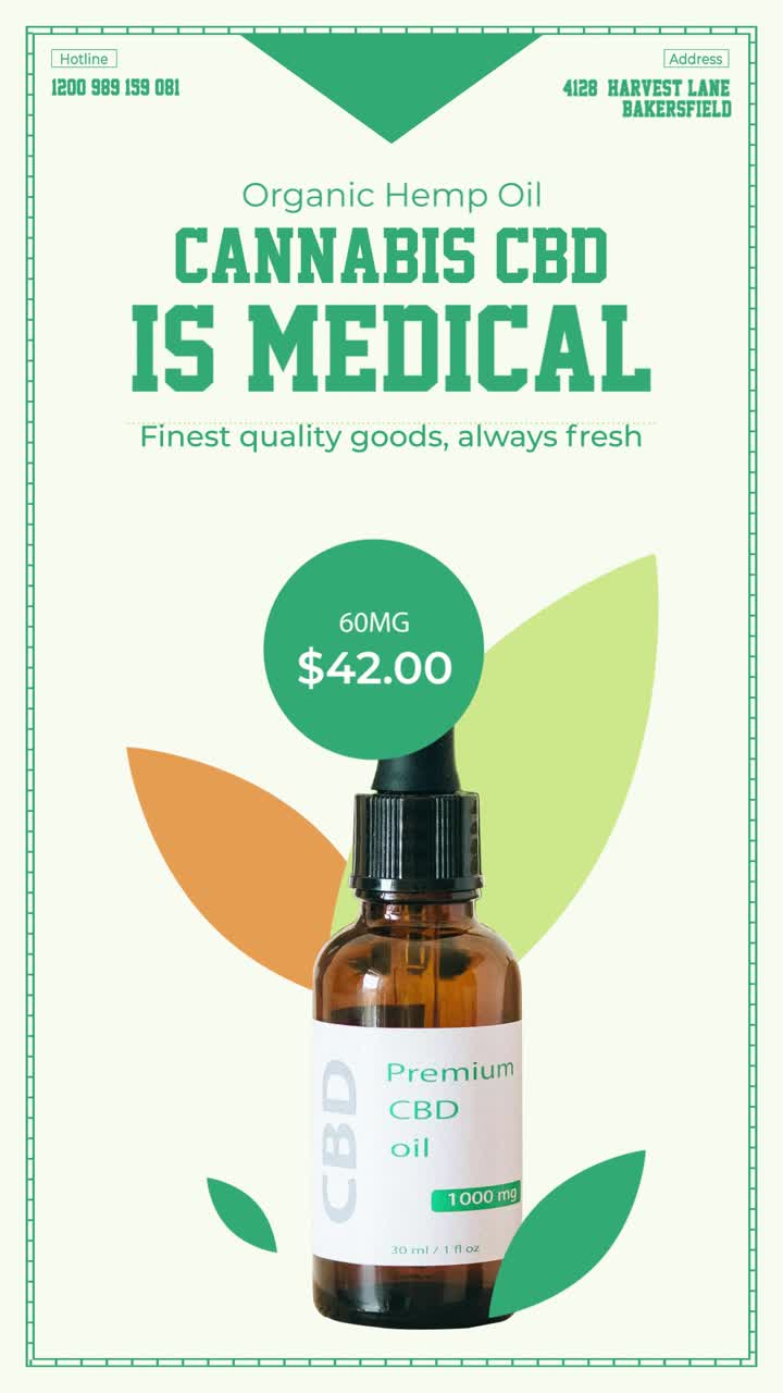 Üstün Kaliteli Organik Kenevir CBD Yağı için Animasyonlu Reklam