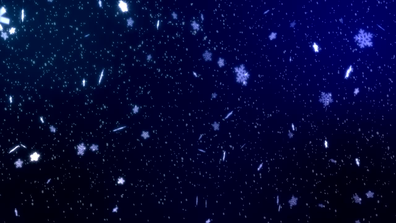 Vinterbakgrunn med fallende snø med forsiktig fallende skinnende snøflak 4K sømløs sløyfe.