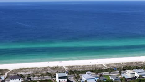 beautiful pristine tropical beach with turquoise ocean bay from above, panama city beach, florida, usa