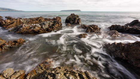 Lapso-De-Tiempo-A-Lo-Largo-De-La-Costa-De-Wellington-En-Nueva-Zelanda