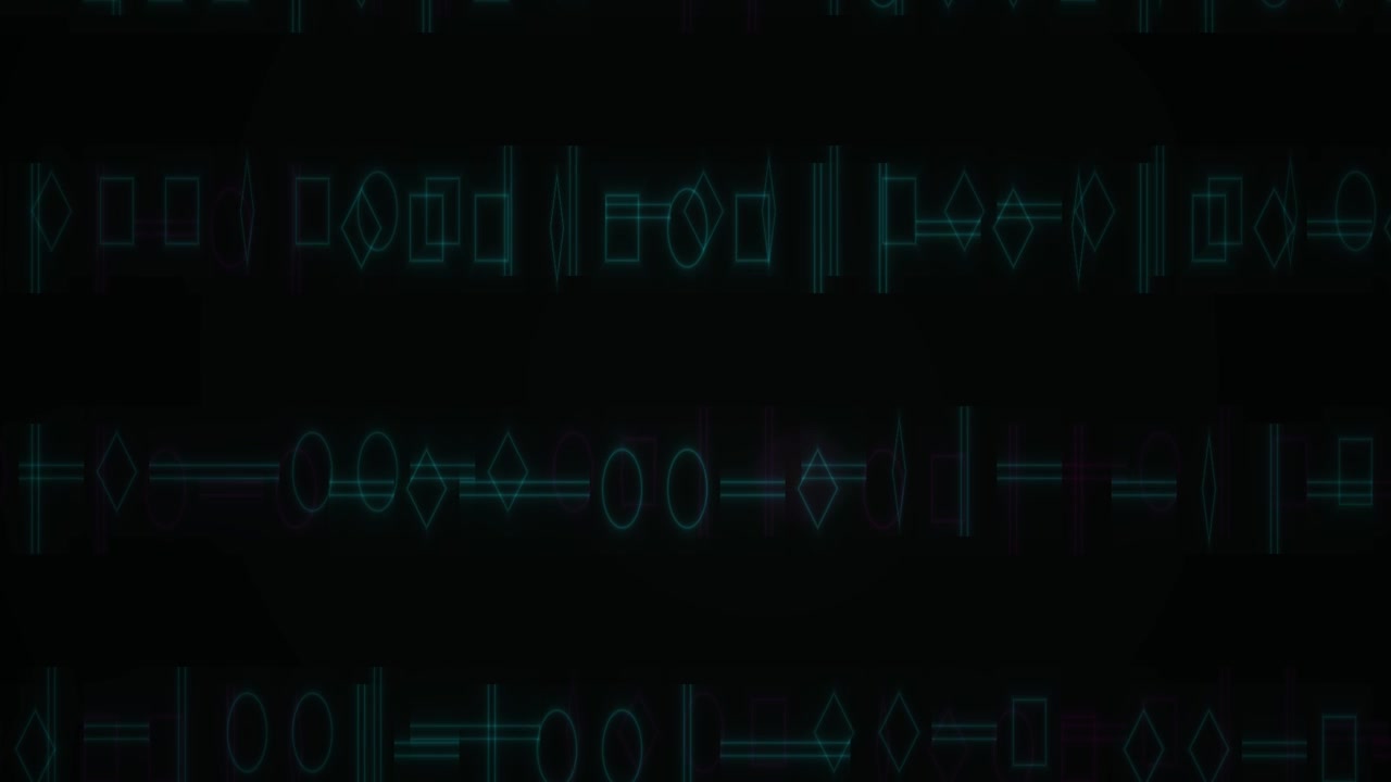Glowing Digital Geometric Pattern with Teal and Magenta Lines