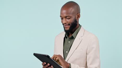tablet, smile pr planning with a business black