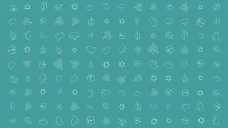 hanukkah holiday flat design animation background with traditional symbols