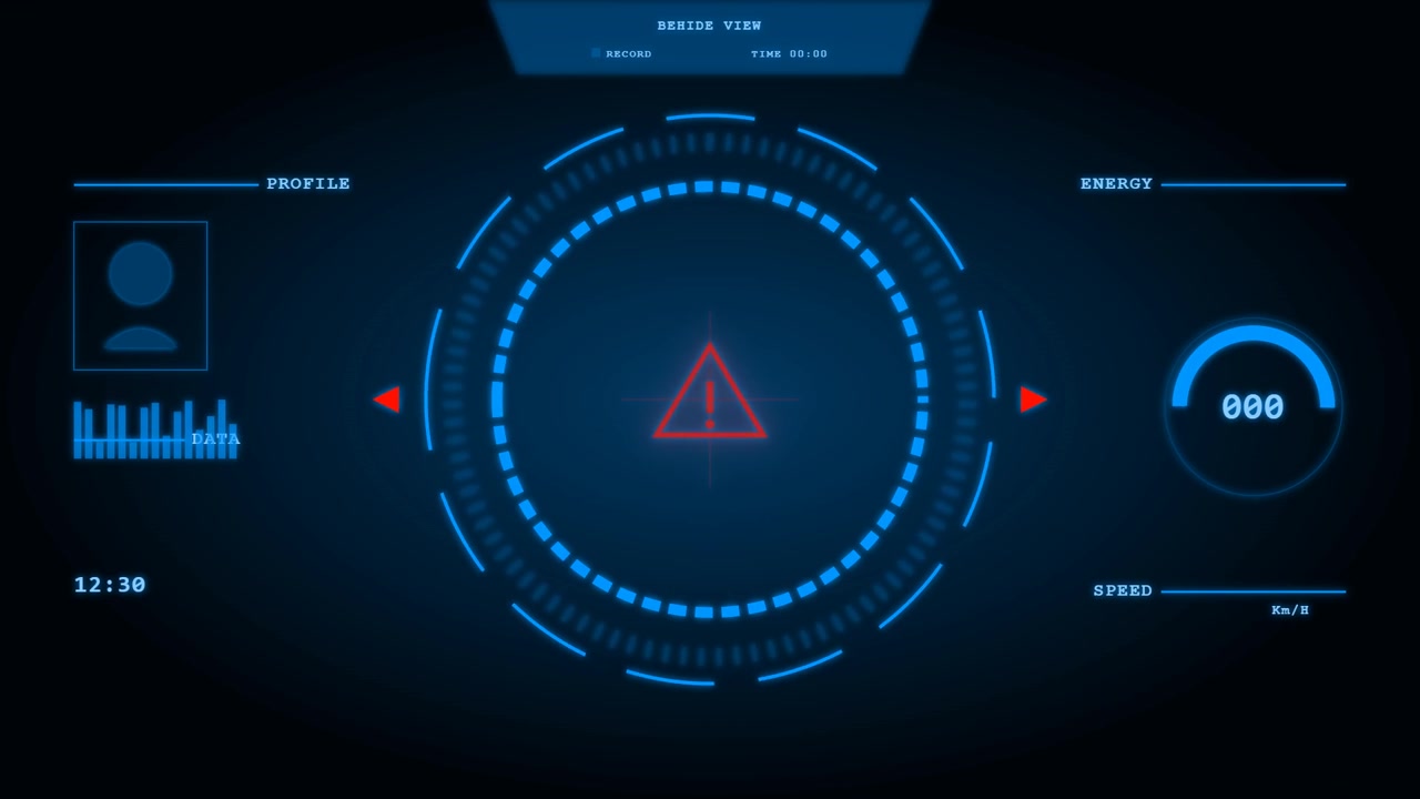Interfaccia HUD Digitale Futuristica con Avviso di Allarme