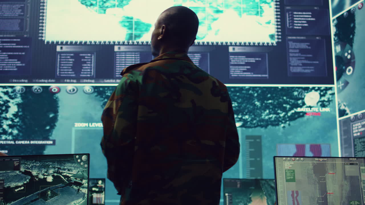 General of the army overseeing special reconnaissance mission in control center
