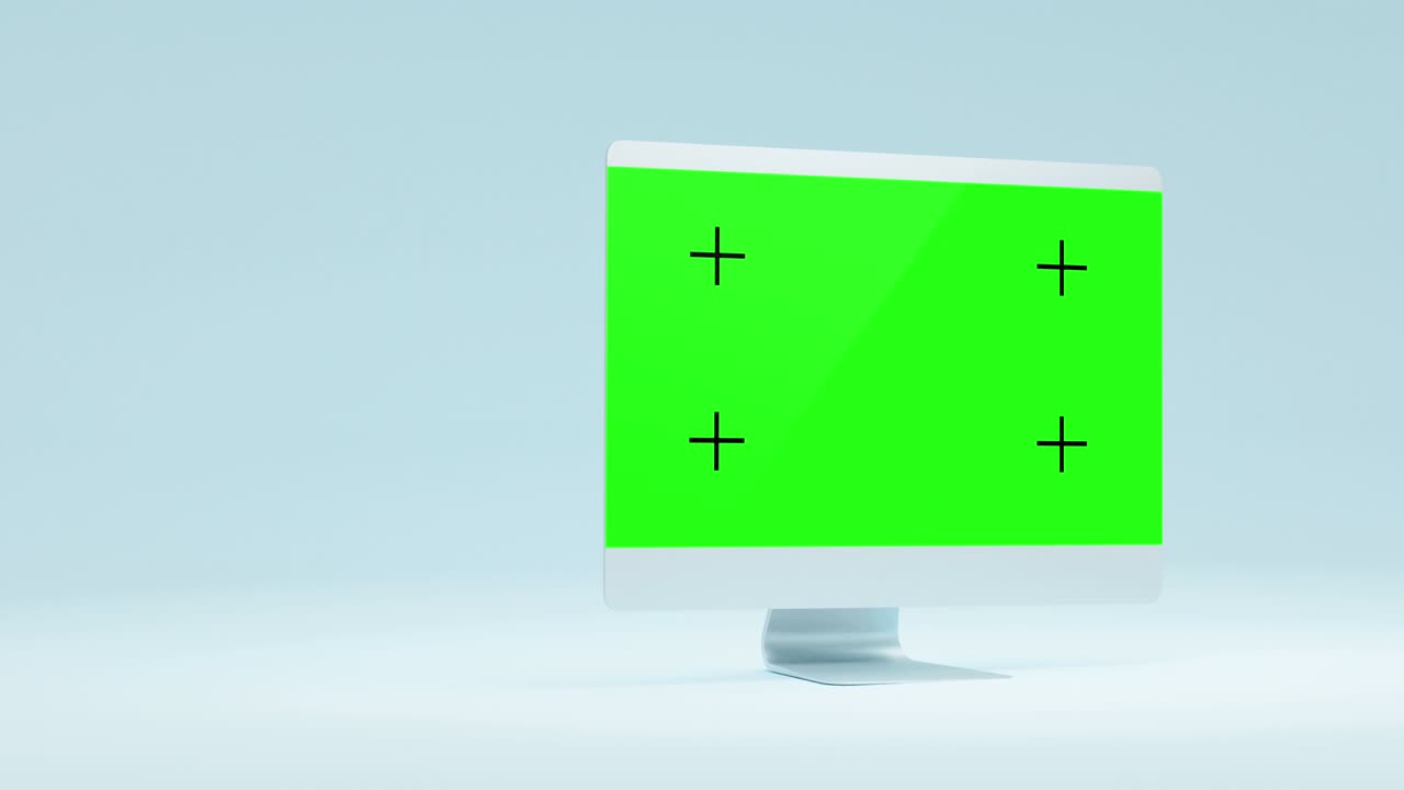 Silver Computer with Green Screen Rotation Reveal with Tracker in 4k