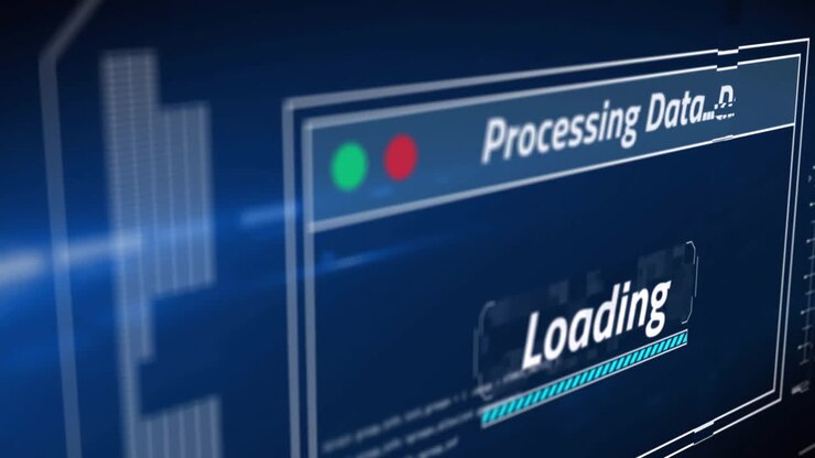 Animation of data processing on black background
