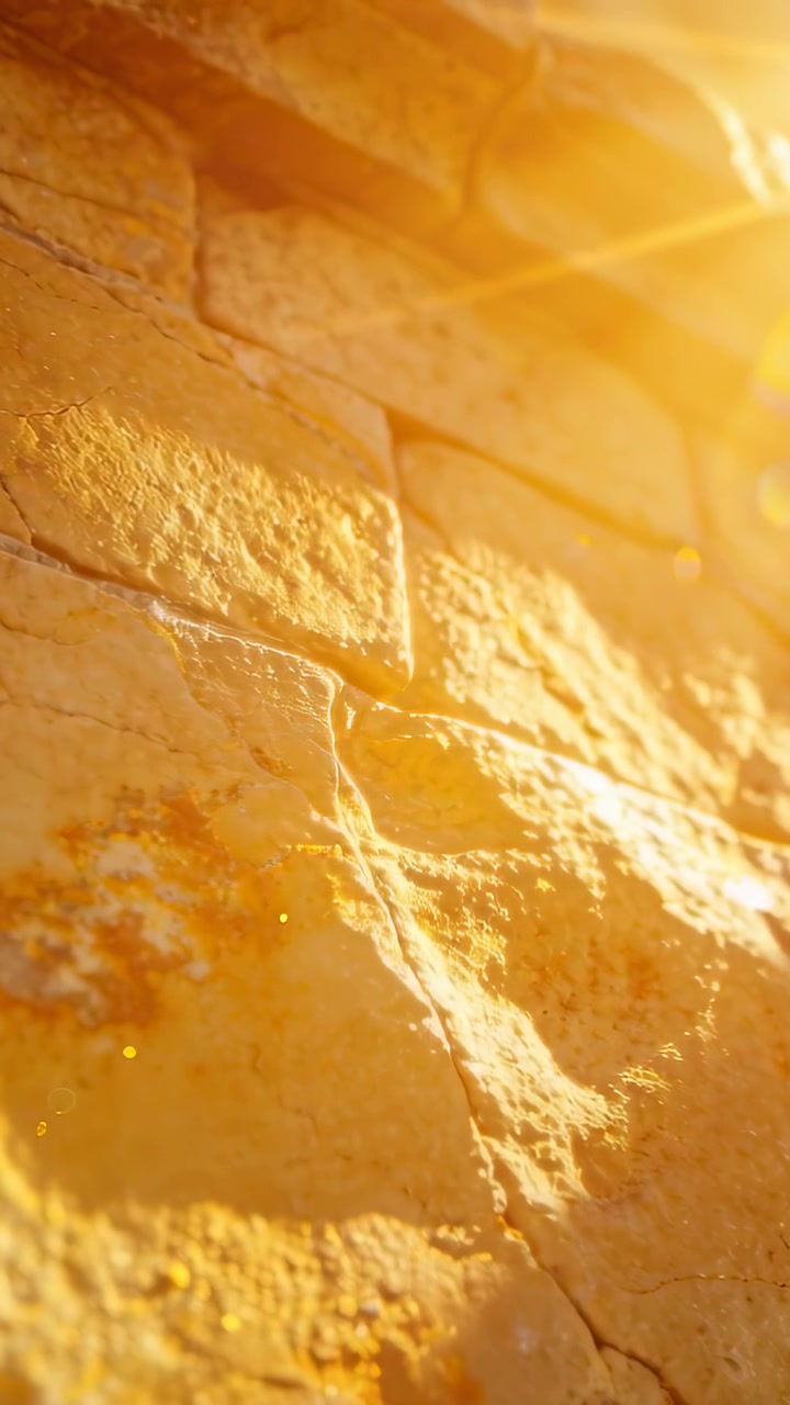 Video verticale: Telecamera che panoramica su una parete di canyon illuminata dal sole mentre la luce solare bassa rivela strati e scintillii