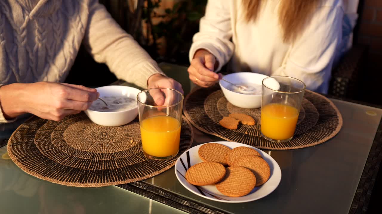 Breakfast with Cereal, Cookies, and Orange Juice