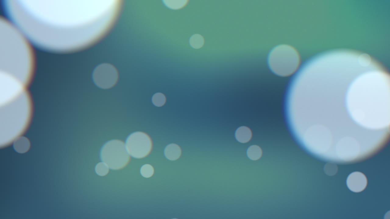 녹색 배경에 흰색 둥근 보케와 반짝임을 날립니다.