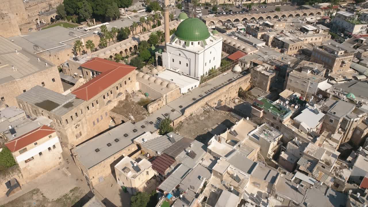 Aerial view of view Old City of Acre, Acre, Israel.