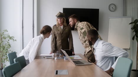 meeting in a military office