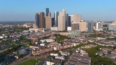 aerial of downtown houston and surrounding area
