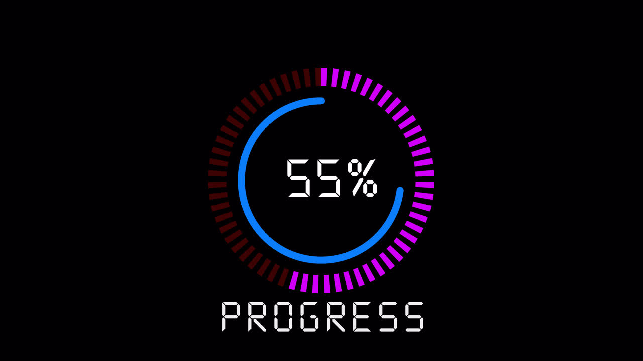 Digital Progress Bar Loading Animation with Percentage