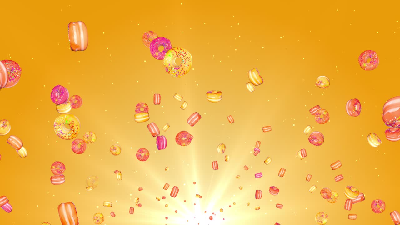 3d heap of multicolored flying donuts holiday designs party birthday invitation tasty junk food