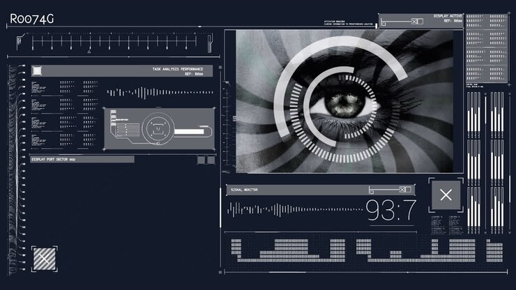 Animation of scope scanning and data processing on black background