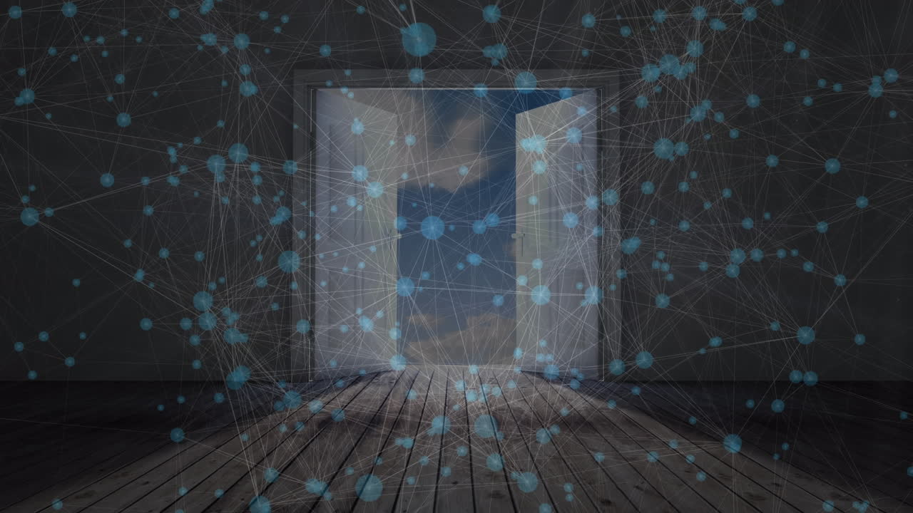 열리는 문과 하늘에 대한 연결의 애니메이션