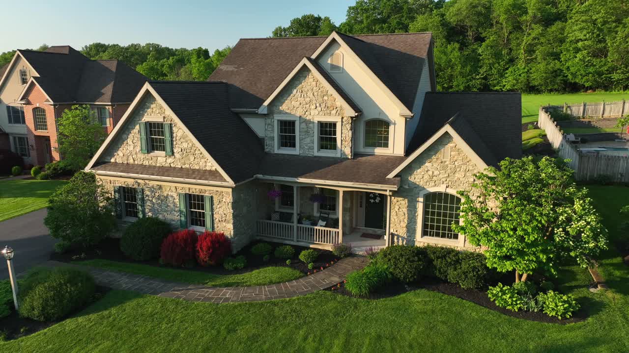 Aerial orbit around large American home