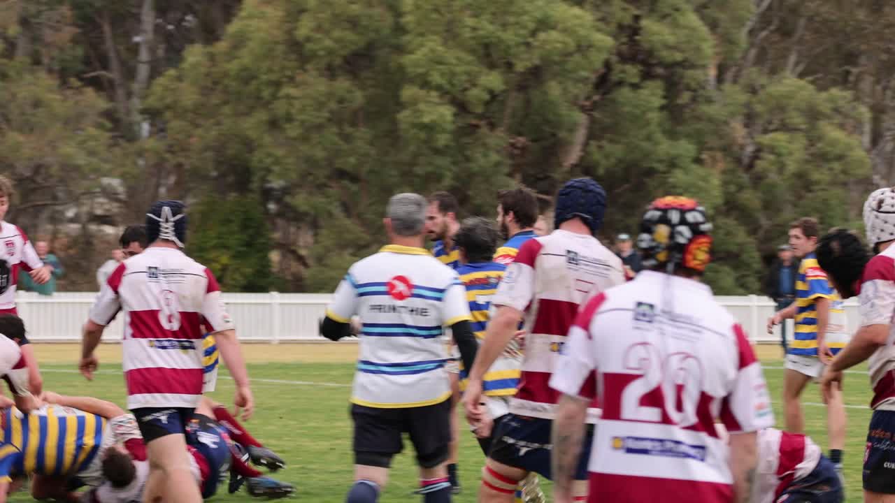 팀워크와 전략을 보여주는 역동적인 럭비 게임