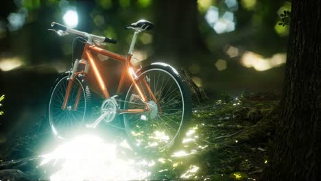 Bicicleta-De-Montaña-En-El-Camino-Del-Bosque