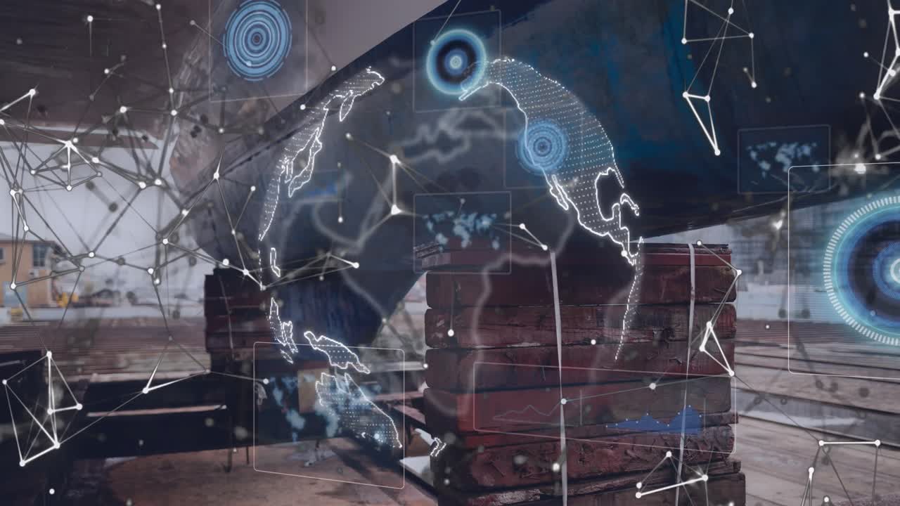 연결 및 데이터 처리와 함께 지구의 애니메이션