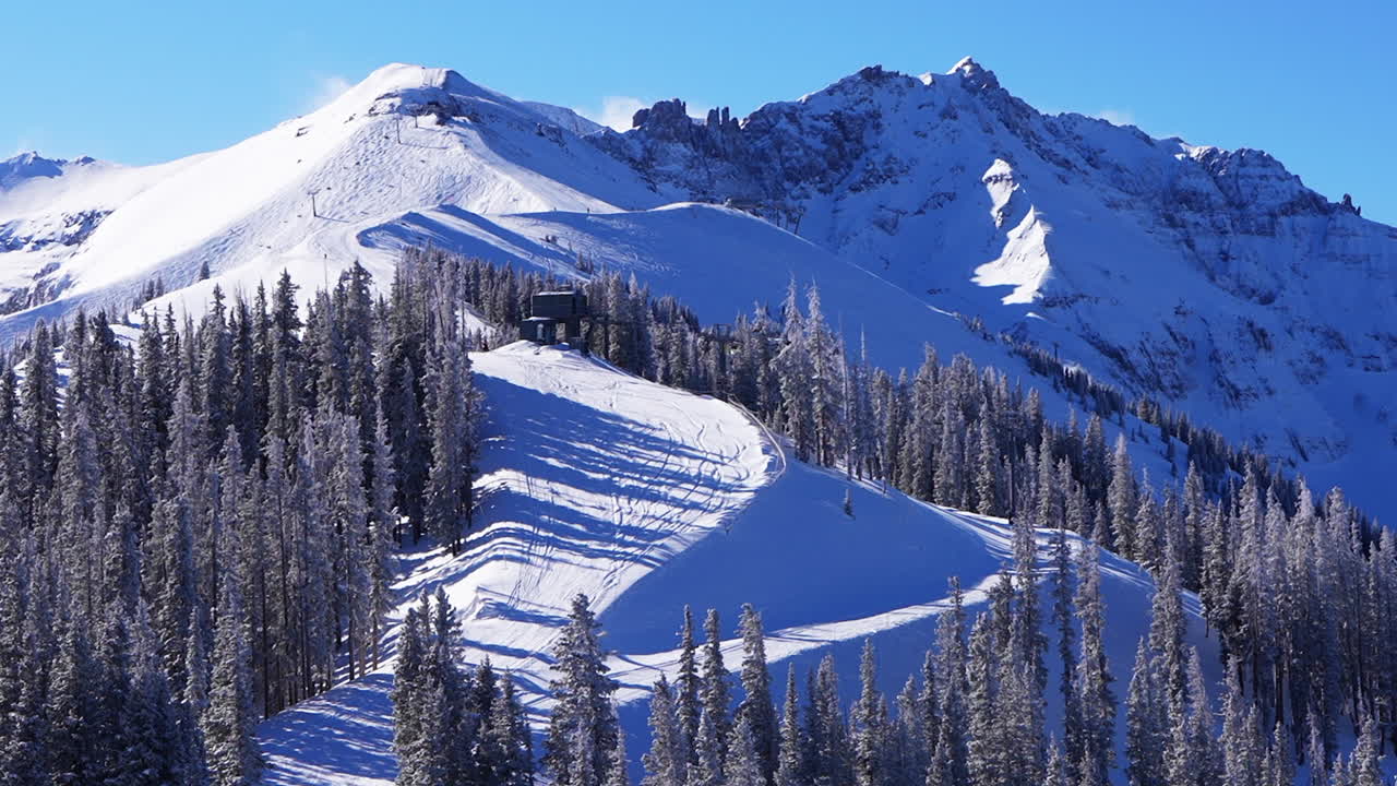 invierno nevadas frescas pista de esquí estación de esquí de telluride montañas rocosas de invierno ouray silverton 14er mt sneffels picos de dallas autopista del millón sur de colorado el paisaje de montaña más pintoresco zoom