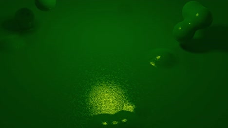 green abstract background with shiny spheres