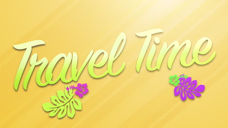 travel time with flowers on yellow gradient texture