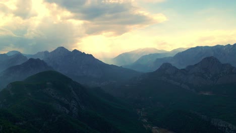 aerial 4k drone video of a panorama of mountain ridge near antalya, turkey, view from mount tunektepe, tunektepe teleferik on a summer day and mountains near antalya city