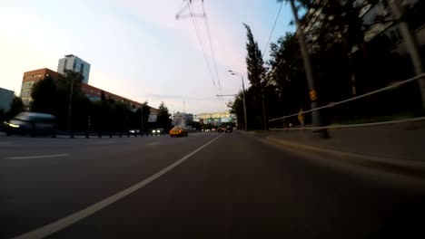 night road pov through the city at night timelapse blue hour loopable