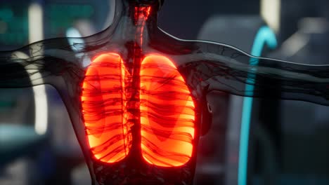 examen radiológico de pulmones humanos en laboratorio
