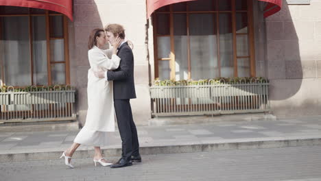 couple hugging outdoors