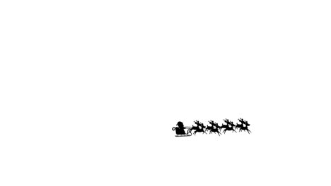 Digitale-Animation-Der-Schwarzen-Silhouette-Des-Weihnachtsmanns-Im-Schlitten,-Der-Von-Rentieren-Gezogen-Wird