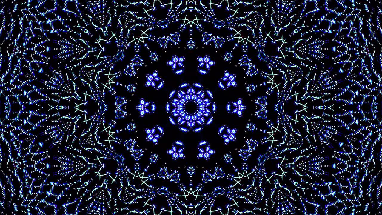 onda de luz puntos abstractos conjunto de color azul caleidoscopio fondo negro