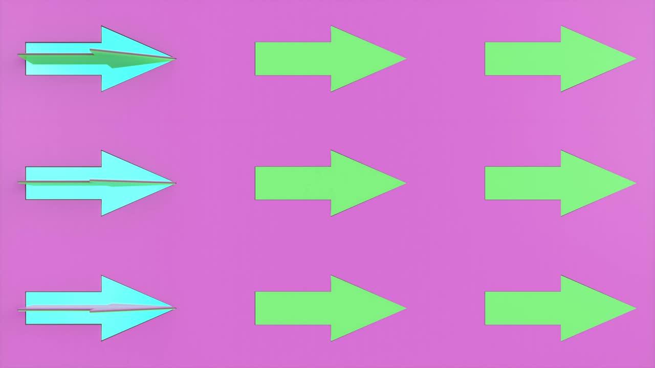 animación 3d de flechas coloridas en movimiento. las flechas se vuelven. patrón sin costuras.