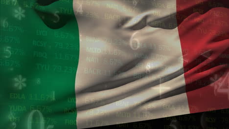 animation of data processing over flag of italy