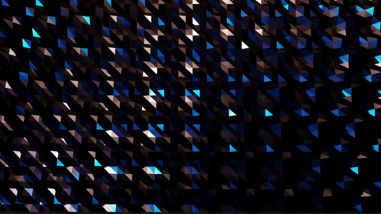 stylish dark abstract low poly background in 4k. Abstract waves move on glossy metallic surface in loop. Smooth soft seamless animation. Simple minimalistic geometric bg. Blue color