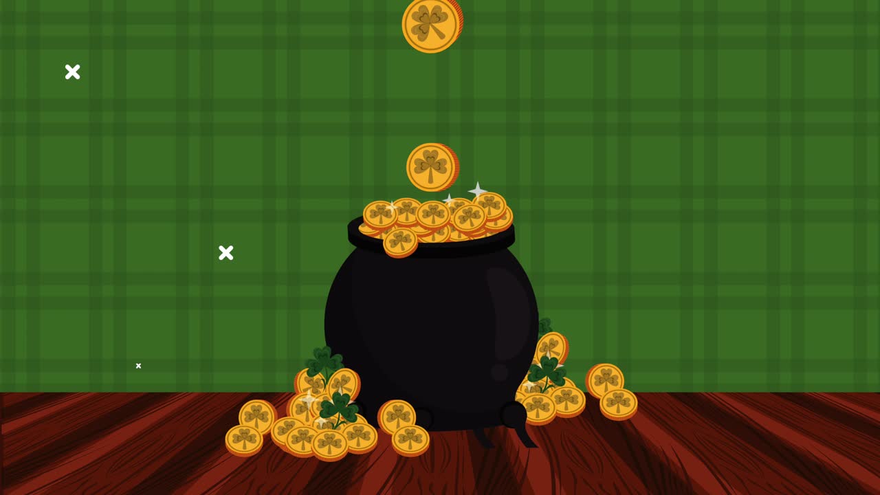 feliz día de san patricio, caldero del tesoro.