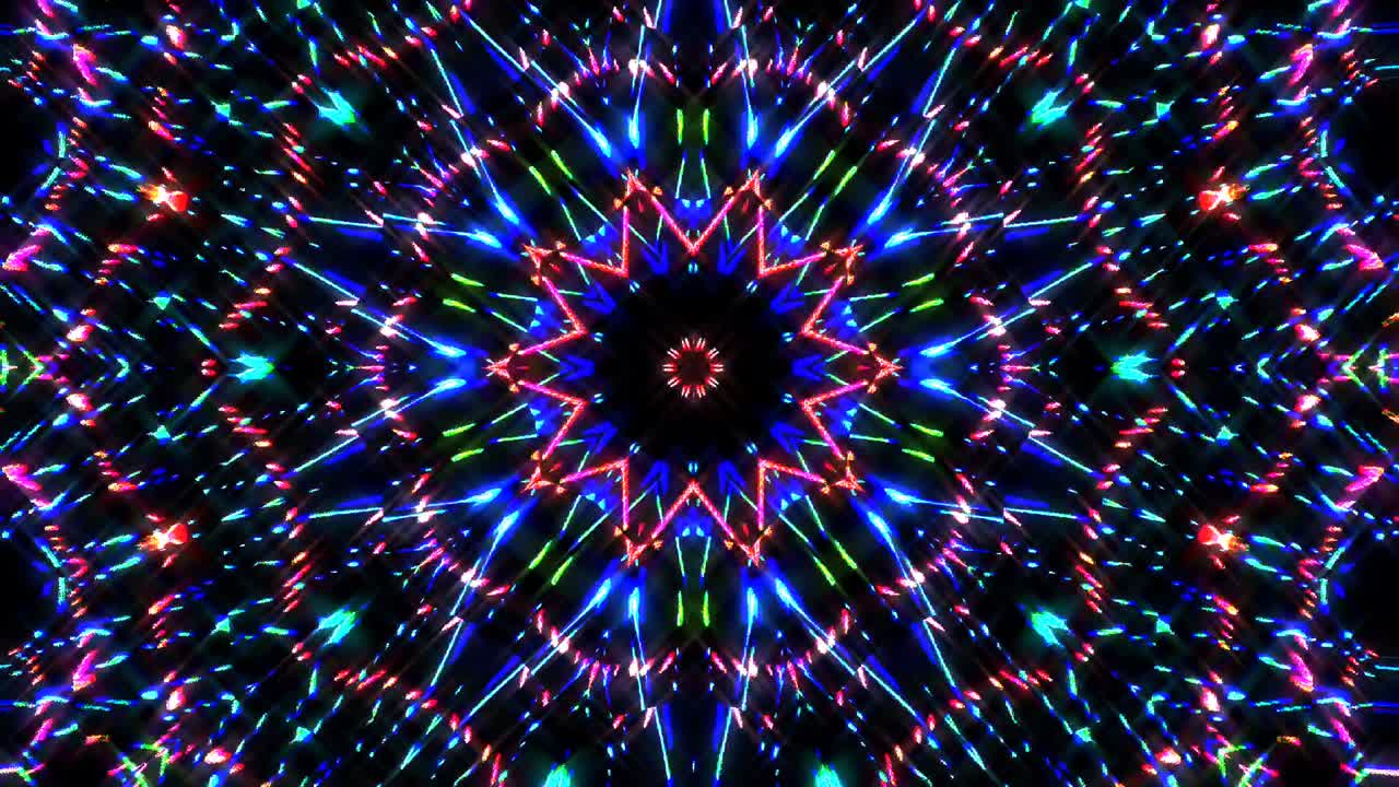 abstract caleidoscopio brillante hermosa línea roja azul movimiento suave con movimiento de luz brillante