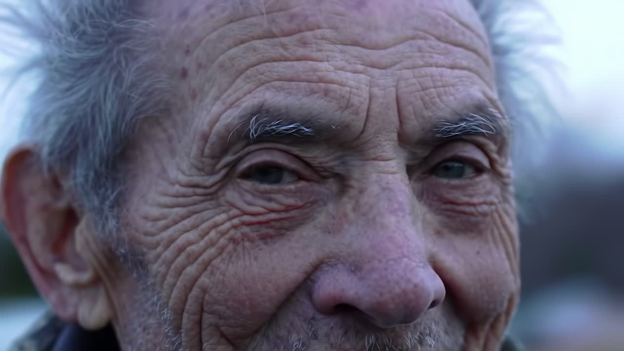 A Thoughtful Elderly Man with Distinct Facial Features Reflecting Life's Experiences in Two Captivating Frames Emphasizing His Unique Character and Expression