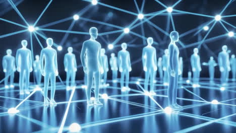 abstract digital network of connected human figures
