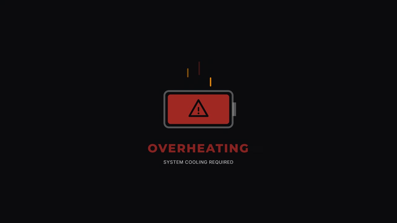 Animación de icono de advertencia digital de sobrecalentamiento de batería