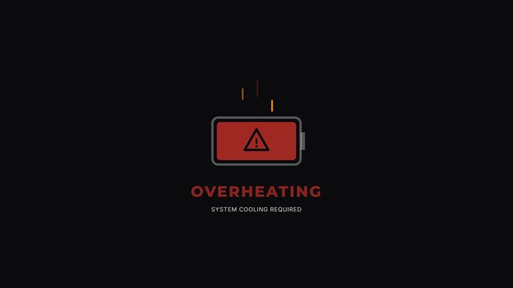 Digital Overheating Battery Warning Icon Animation