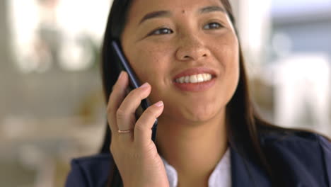 Woman,-computer-typing-and-smartphone-call