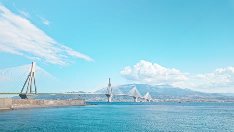 rio-antirrio bridge crossing the gulf of corinth to greek pelopennese