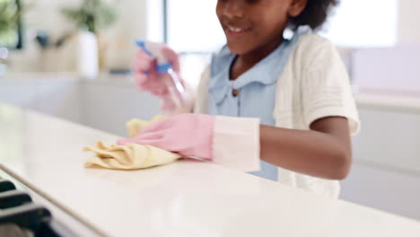 cleaning, kitchen counter and child in house