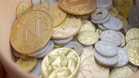 ancient coins in a bowl