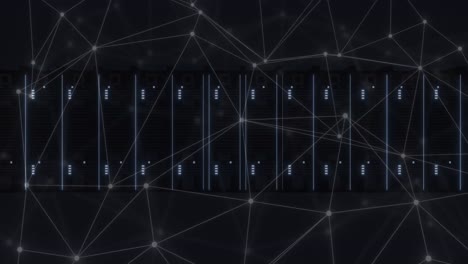 animazione della rete di connessioni e elaborazione dei dati su server informatici